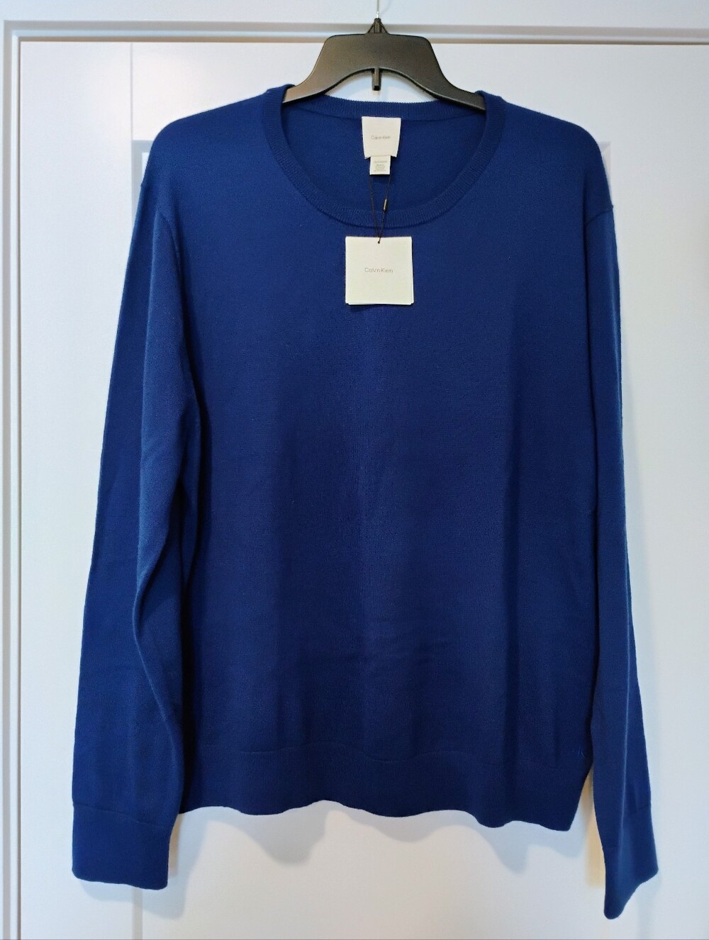 NWT 2XL Calvin Klein Blue Merino Wool Blend Long Sleeve Crew Sweater NEW